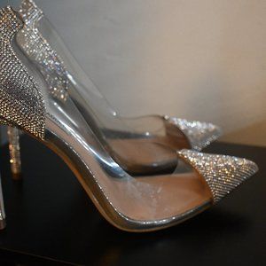 Steve Madden Rhinestone & Clear Heels